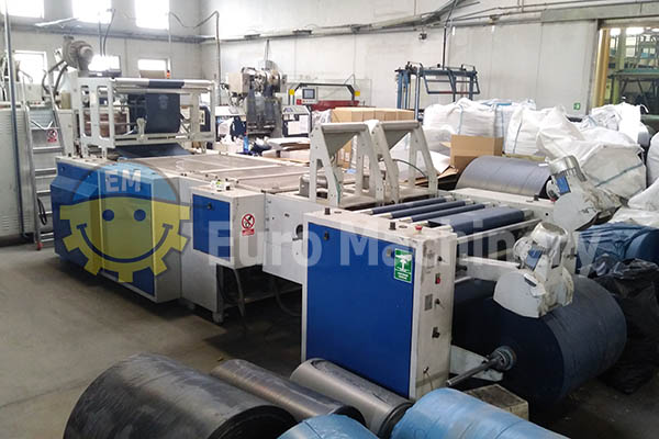 Roll bag making machine for sale by Euro Machinery. Production of garbage bags from recycled plastic film. Production of fruit and vegetable bags.